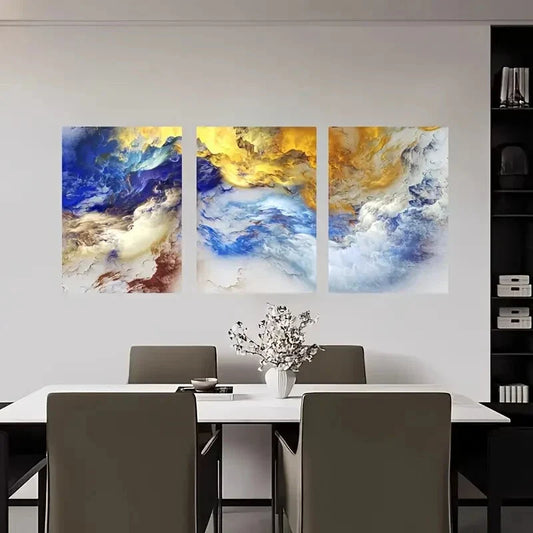 3pcs Colorful Abstract Decorative Paintings Metal Print Ready to Hang Art