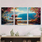 3pcs Floral Garden Vibrant Pink & Blue Flowers Metal Print Ready to Hang Art