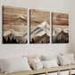 3pcs Mountains and Red Sun Background Wall Art Set Canvas Framed 40x60cm - High Quality Print 100% Australian Made Wall Canvas Ready to Hang
