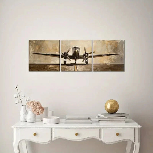 3pcs Vintage Airplane Decor Airplane Metal Print Ready to Hang Art