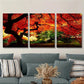 3pcs y the beautiful golden red leaves Metal Print Ready to Hang Art