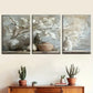 3pcs  Abstract Floral Vintage Style, Resin Metal Print Ready to Hang Art