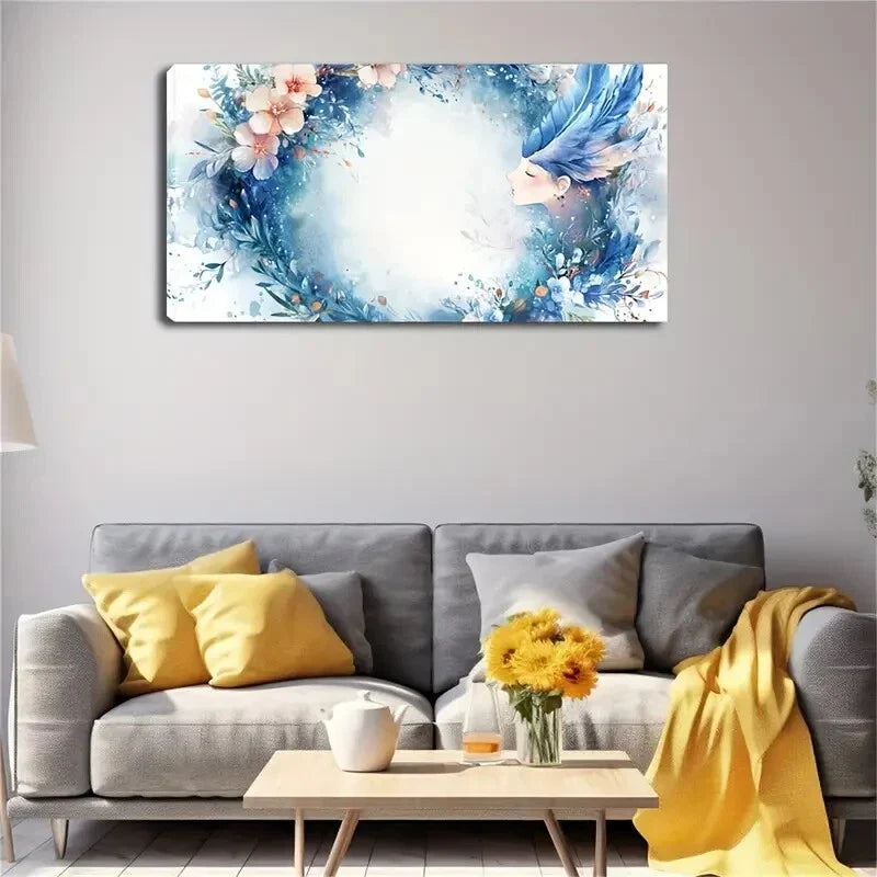 Elegant & Mysterious Side-View Wall Art Canvas Office Home Room Framed 120x60cm
