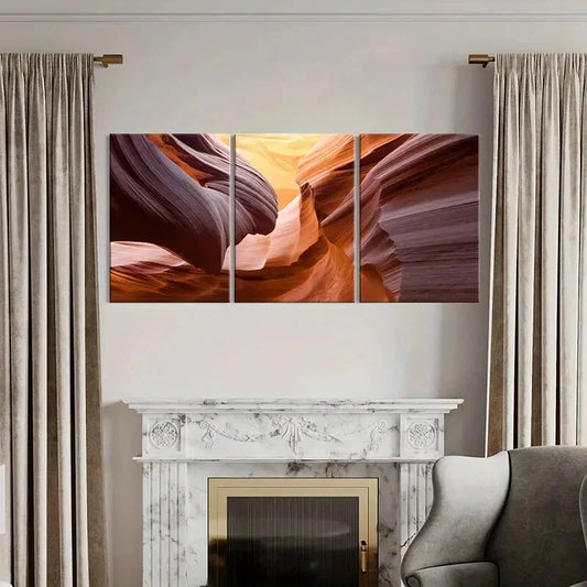 3pcs Abstract Style Aesthetics, Mountain Rock Metal Print Ready to Hang Art