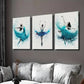 3pcs Blue Color Splashing Ballet Dance Wall Art Set Canvas Framed 40x60cm - High Quality Print 100% Australian Made Wall Canvas Ready to Hang