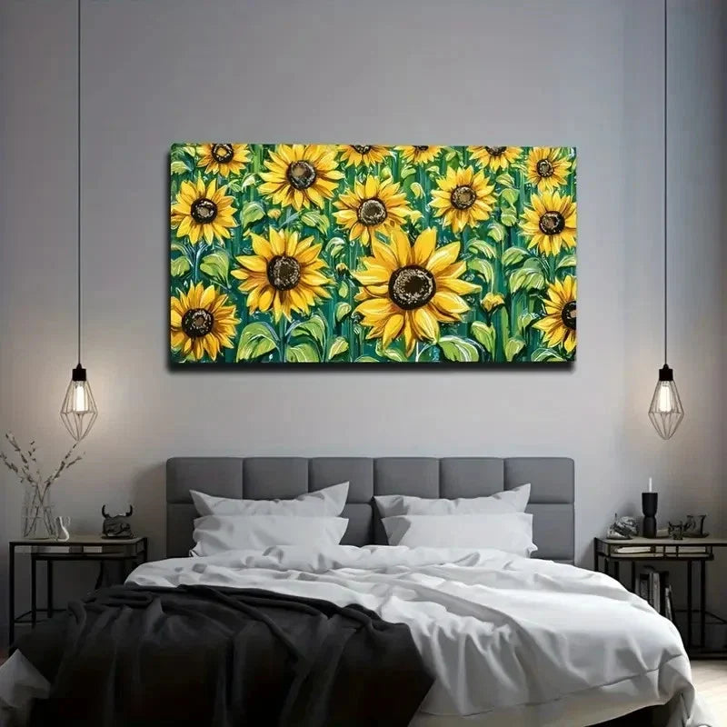Vibrant Sunflower Wall Art Canvas Office Home Room Framed 120x60cm