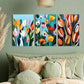 3pcs Vibrant Tulip Abstract Metal Print Ready to Hang Art