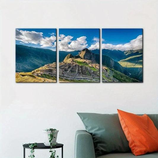 3pcs Beautiful Scenery Over View Above Lost City Metal Print Ready to Hang Art