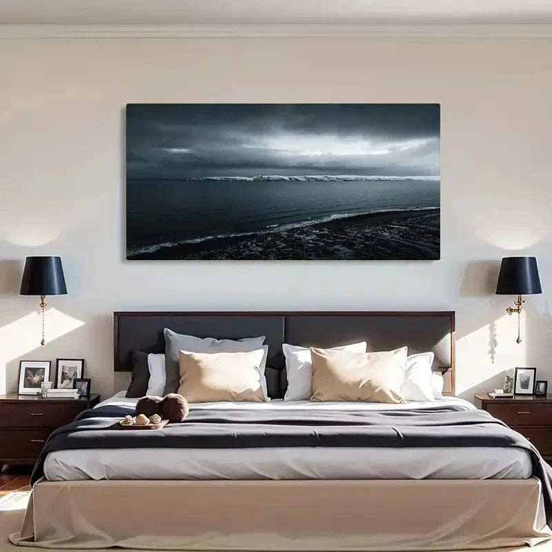 Low Light Evening Seascape Wall Art Canvas Office Home Room Framed 120x60cm