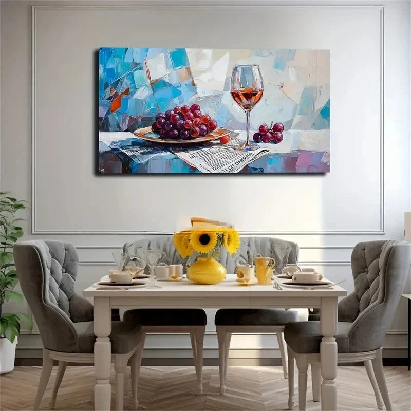 Watercolor Style Creative Wine Wall Art Canvas Office Home Room Framed 120x60cm