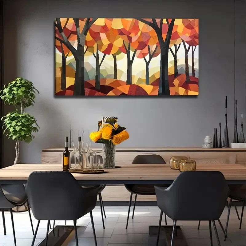 Modern Abstract Forest Nature Wall Art Canvas Office Home Room Framed 120x60cm
