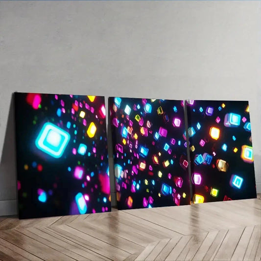 3pcs Colorful neon lights  Wall Art Set Canvas Framed 40x60cm - High Quality Print 100% Australian Made Wall Canvas Ready to Hang