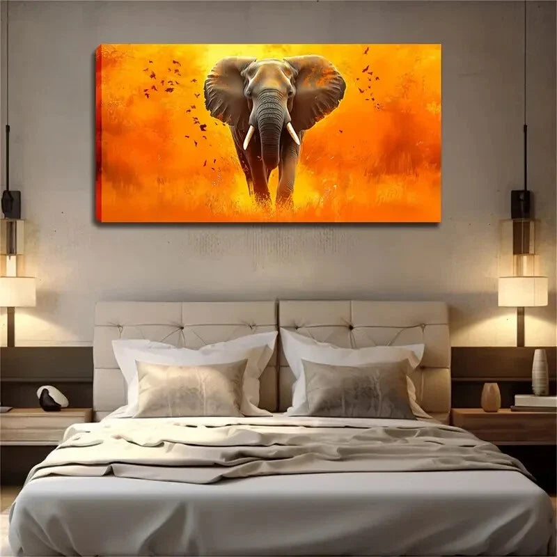Realistic Majestic Elephant Wall Art Canvas Office Home Room Framed 120x60cm