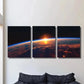 3pcs Sunrise on earth, cosmic space art Metal Print Ready to Hang Art