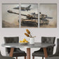 3pcs Tan Military Aircraft and Tank Triptych Metal Print Ready to Hang Art