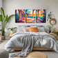 3pcs Vibrant Coastal Temple  Wall Art Set Canvas Framed 40x60cm - High Quality Print 100% Australian Made Wall Canvas Ready to Hang