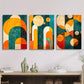 3pcs Abstract geometry, color gradient, Metal Print Ready to Hang Art
