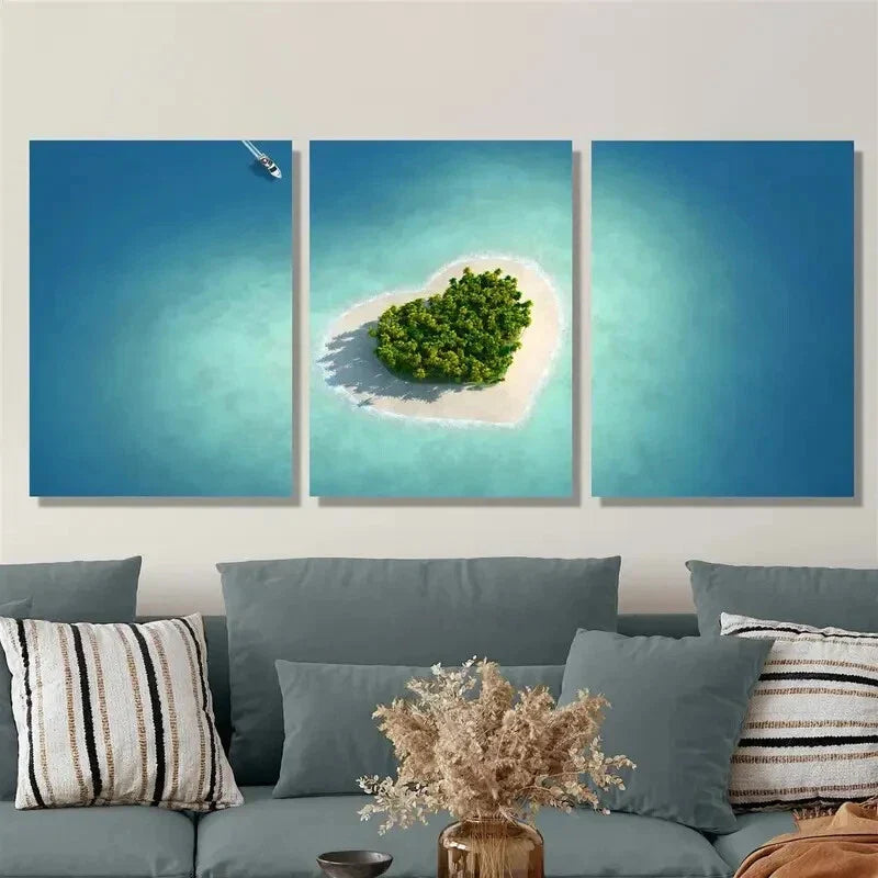 3pcs ABird's eye view of the heart of the natural Metal Print Ready to Hang Art