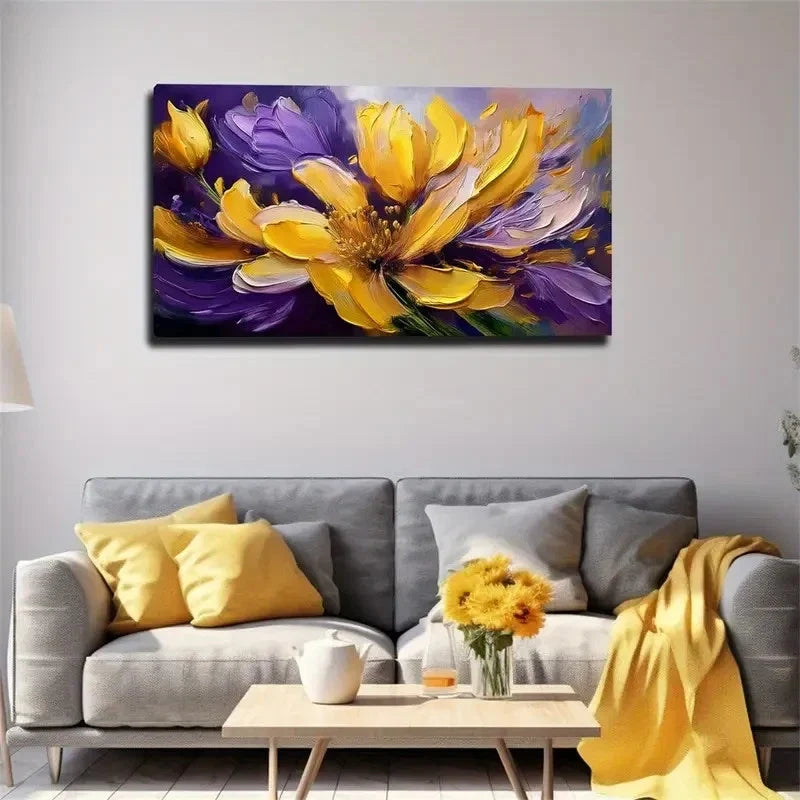 Acrylic Close-Up Of Yellow Wall Art Canvas Office Home Room Framed 120x60cm