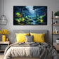 Enchanted Forest Vibrant Green Wall Art Canvas Office Home Room Framed 120x60cm