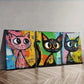 3pcs Colorful cats with big eyes  Wall Art Set Canvas Framed 40x60cm - High Quality Print 100% Australian Made Wall Canvas Ready to Hang