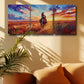 3pcs The Woman on the Prairie, Vibrant Sunset Metal Print Ready to Hang Art