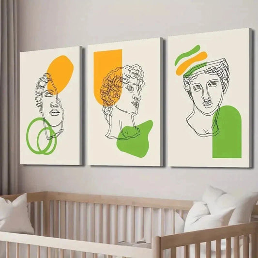 3pcs Modern Ancient Greek Decor Wall Art Set Canvas Framed 40x60cm - High Quality Print 100% Australian Made Wall Canvas Ready to Hang