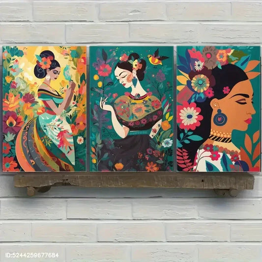 3pcs Artistic Display Latino Art Prints Murals Metal Print Ready to Hang Art