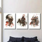 3pcs Samurai Watercolor , Fully Armed Warrior Metal Print Ready to Hang Art