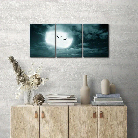 3pcs Moon Halloween Dark Style Metal Print Ready to Hang Art