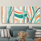 3pcs Vibrant Abstract Colorful Striped Metal Print Ready to Hang Art