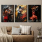 3pcs Romantic Tango Dancing Couple Red Dress Metal Print Ready to Hang Art