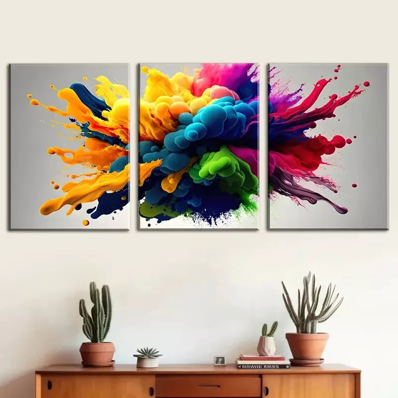 3pcs Colorful Explosion Canvas Framed 40x60cm - High Quality Print 100% Australian Made Wall Canvas Ready to Hang