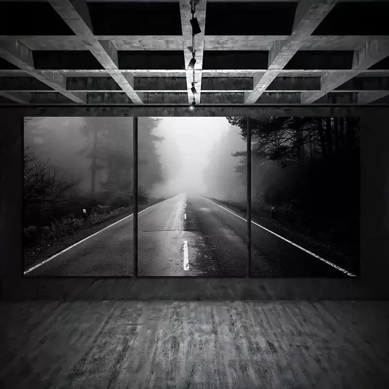 3pcs Photo of An Empty Road in The Forest Canvas Framed 40x60cm - High Quality Print 100% Australian Made Wall Canvas Ready to Hang