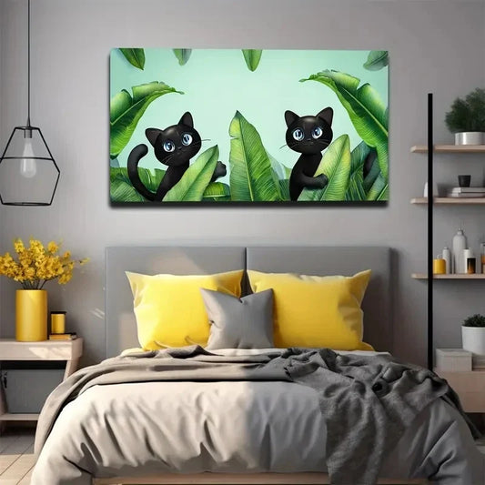 Cartoon Banana Leaf Wall Art Canvas Office Home Room Framed 120x60cm