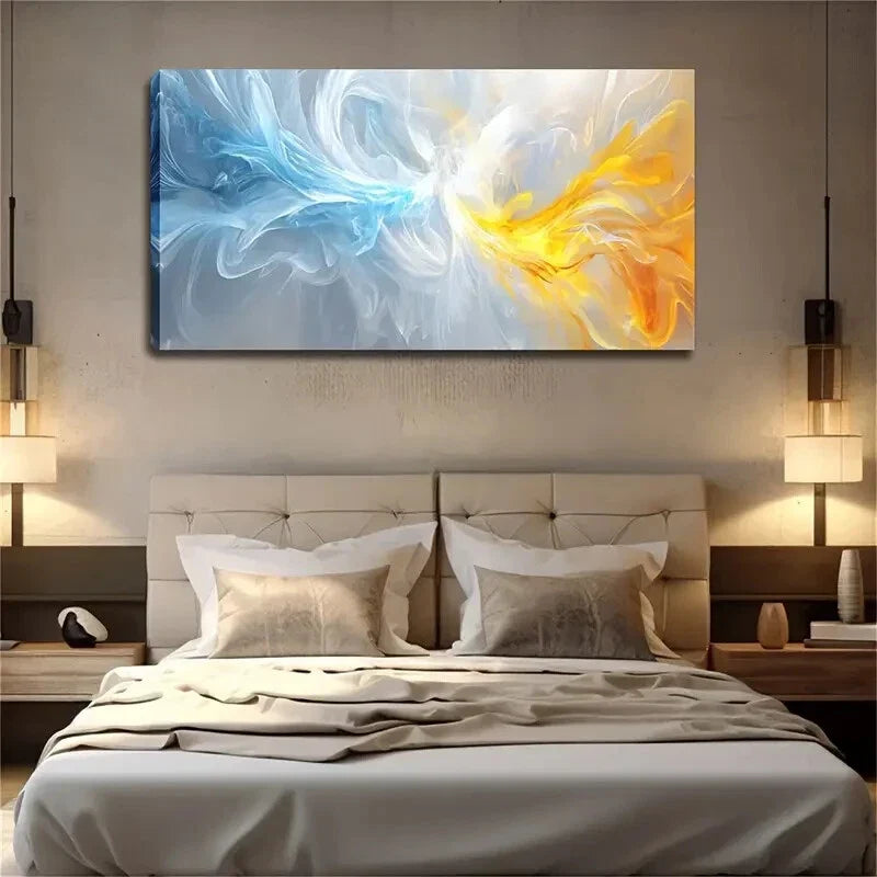 Two Colors Interwoven Flowers Wall Art Canvas Office Home Room Framed 120x60cm