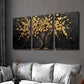 3pcs Abstract Golden Leaf Flower Tree Wall Art Set Canvas Framed 40x60cm - High Quality Print 100% Australian Made Wall Canvas Ready to Hang