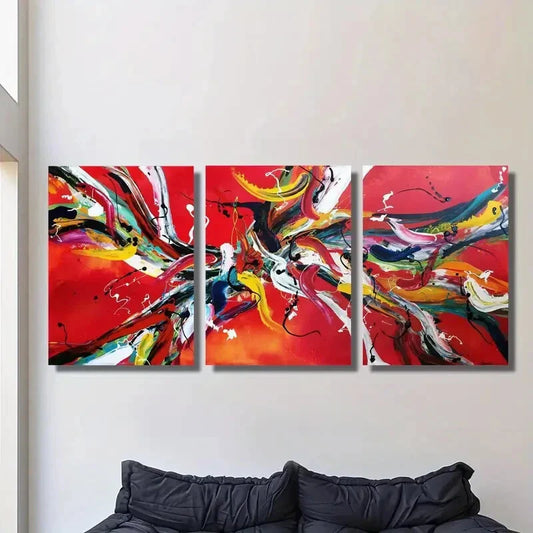 3pcs , Modern abstract oil painting decoration, Metal Print Ready to Hang Art