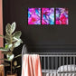 3pcs Abstract Pink Purple Pictures Metal Print Ready to Hang Art