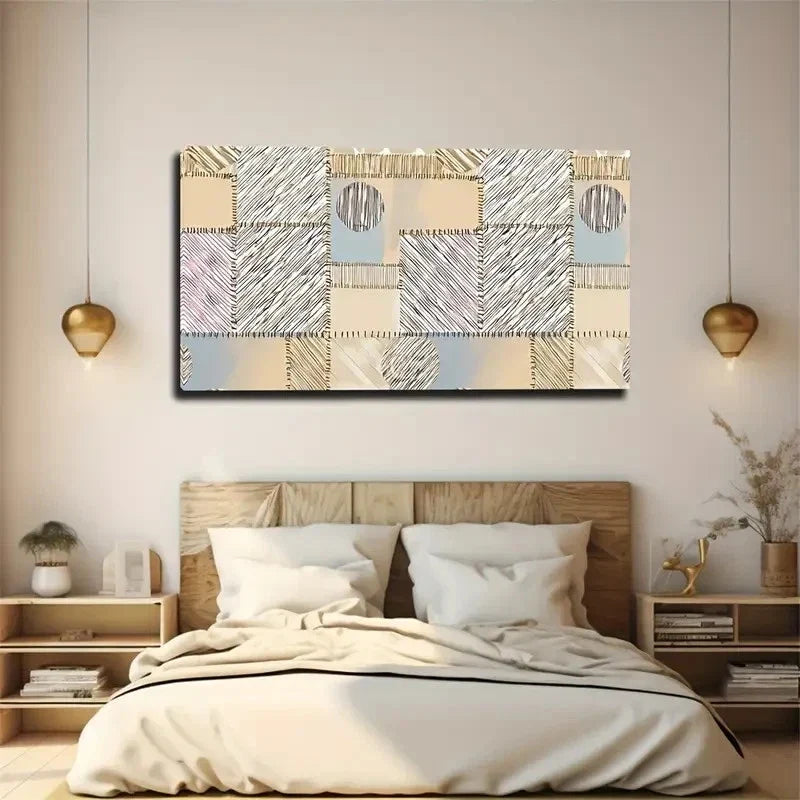 Psychedelic Rectangular Striped Wall Art Canvas Office Home Room Framed 120x60cm