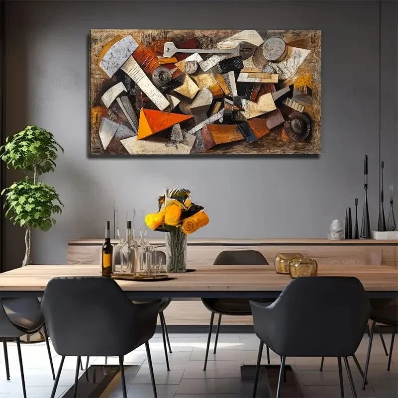 Abstract Tool Suitable Wall Art Canvas Office Home Room Framed 80x45cm