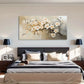 Abstract White Flower & Yellow Wall Art Canvas Office Home Room Framed 120x60cm