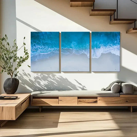 3pcs Vibrant Ocean Wave Scenery Metal Print Ready to Hang Art