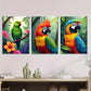 3pcs Colorful Parrot Tropical Bird Metal Print Ready to Hang Art