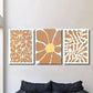 3pcs abstract bohemian plants, brown floral minim Metal Print Ready to Hang Art