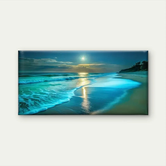 Moon Beach Blue Sky Wall Art Canvas Office Home Room Framed 80x45cm