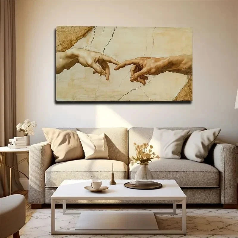 Clinging Hand Design Abstract Wall Art Canvas Office Home Room Framed 80x45cm