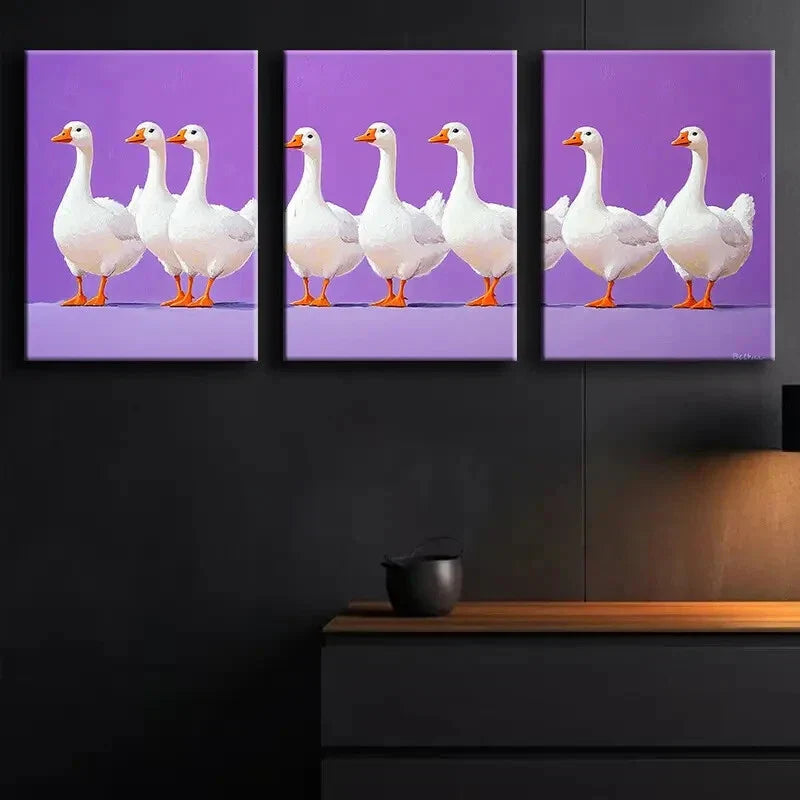 3pcs Lots of Geese Metal Print Ready to Hang Art