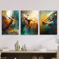 3pcs Abstract painting depicting players Metal Print Ready to Hang Art