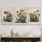 3pcs Vintage Snail Flower Mushroom, Metal Print Ready to Hang Art